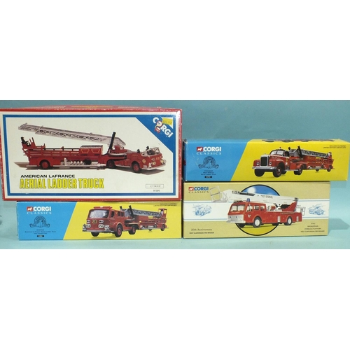 456 - Corgi Fire Engines: 51901, 52701, 97320 and 97392, (all boxed), (4).