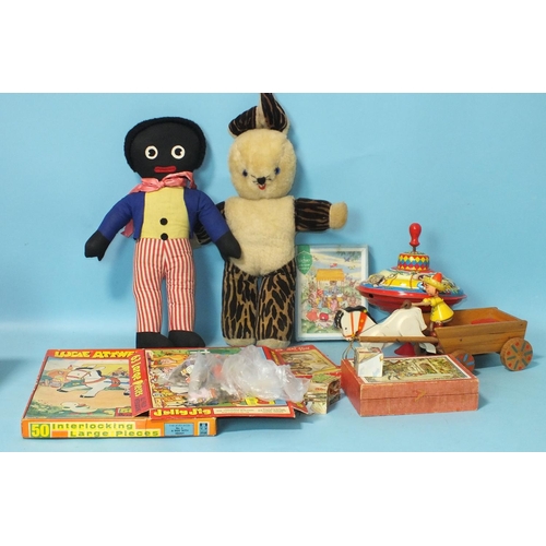 465 - A Chiltern Hygienic Toys puppy, a teddy labelled Made in Eire, (a/f), other soft toys, Mabel Lucie A... 