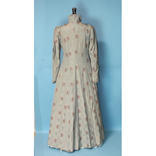 532 - Elliston & Cavell Ltd, a vintage eau de nil moire taffeta full-length coat dress, with stand-up ... 