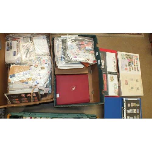 91 - A large accumulation of stamps and covers, in albums, stock books and loose, contained in seven boxe... 