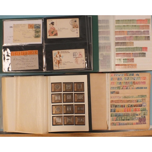 95 - An accumulation of stamps and covers in two albums and two stock books, with range of early issues i... 