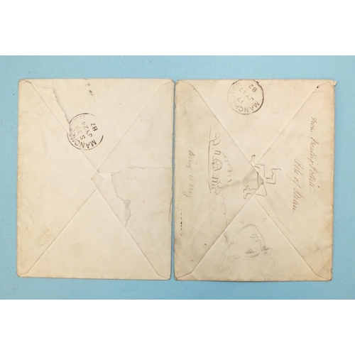 99 - A selection of ten Queen Victoria hand-illustrated envelopes from the Isle of Man to same address in... 