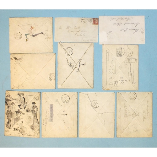 99 - A selection of ten Queen Victoria hand-illustrated envelopes from the Isle of Man to same address in... 