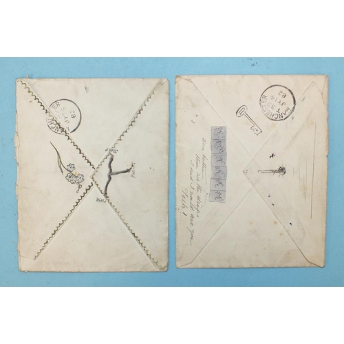 99 - A selection of ten Queen Victoria hand-illustrated envelopes from the Isle of Man to same address in... 