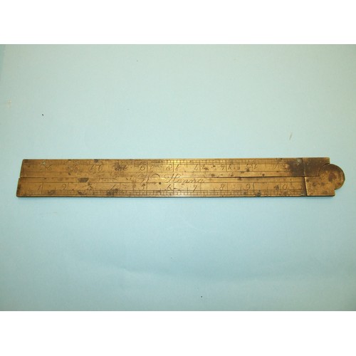 570 - A collection of wooden moulding and other planes, large wood wedges, a metal-bound box and a brass 2... 