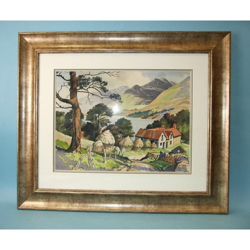 13 - James Priddy RBSA (1916-1980) THE HIGHLAND STEADING Signed watercolour, 34 x 46cm, inscribed on orig... 