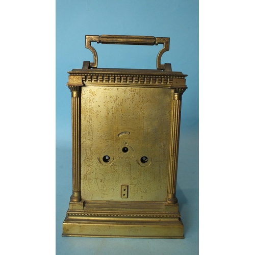 135 - F W Clerke, Royal Exchange, a 19th century English repeating carriage clock, the colonnaded case wit... 