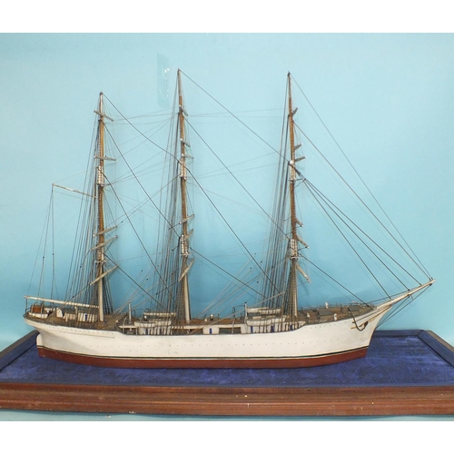 149 - A well-executed wooden watering model of a sail training ship Suomen Joutsen, (formerly Laennec and ... 