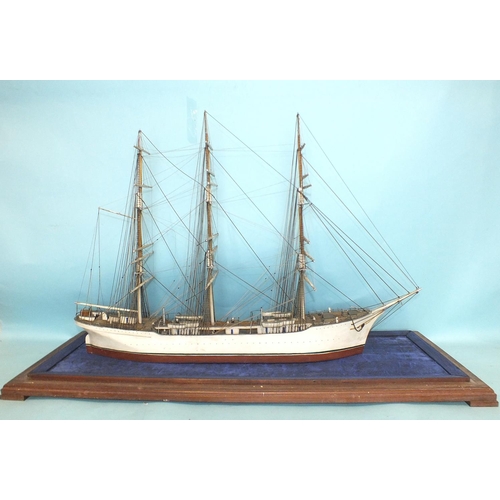 149 - A well-executed wooden watering model of a sail training ship Suomen Joutsen, (formerly Laennec and ... 