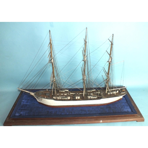 149 - A well-executed wooden watering model of a sail training ship Suomen Joutsen, (formerly Laennec and ... 