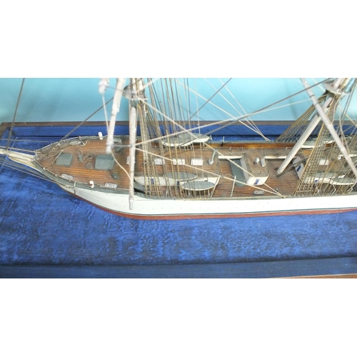 149 - A well-executed wooden watering model of a sail training ship Suomen Joutsen, (formerly Laennec and ... 