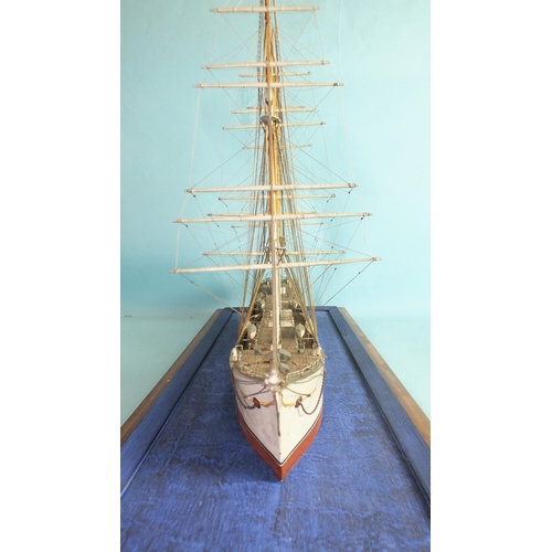 149 - A well-executed wooden watering model of a sail training ship Suomen Joutsen, (formerly Laennec and ... 