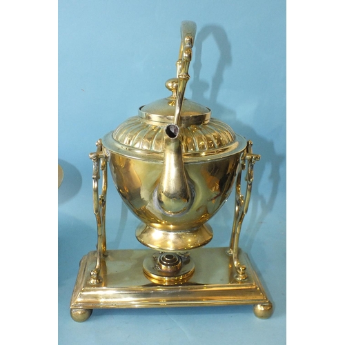 152 - A set of W & T Avery brass Class B balance scales on mahogany base, 60cm high, together with a s... 