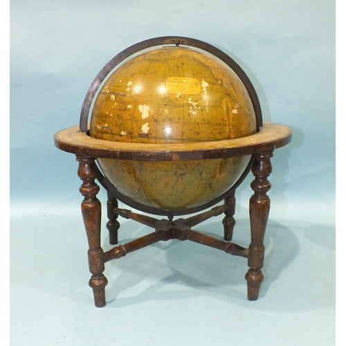 154 - A Manning's table-top terrestrial globe of 12'' diameter, within bronze brass meridian ring, the hor... 