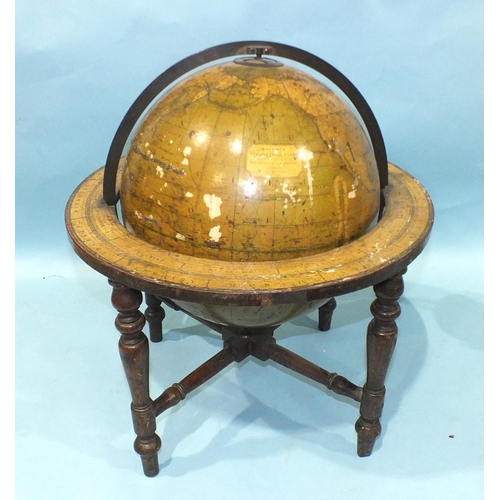 154 - A Manning's table-top terrestrial globe of 12'' diameter, within bronze brass meridian ring, the hor... 