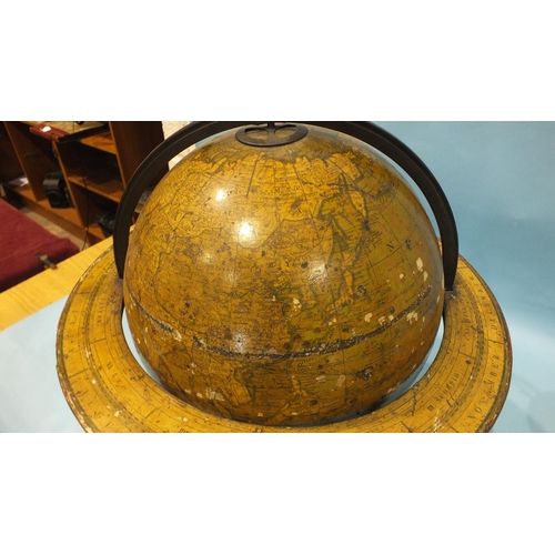 154 - A Manning's table-top terrestrial globe of 12'' diameter, within bronze brass meridian ring, the hor... 