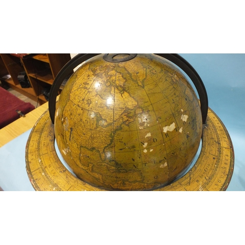 154 - A Manning's table-top terrestrial globe of 12'' diameter, within bronze brass meridian ring, the hor... 