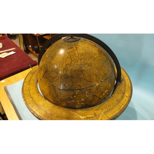 154 - A Manning's table-top terrestrial globe of 12'' diameter, within bronze brass meridian ring, the hor... 