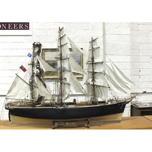 178 - A late-20th century scratch-built wood model of 'The Cutty Sark', fully-rigged and with accurate dec... 