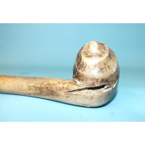 184 - A Kenyan tribal war club with swirl-carved knob, 54cm long, (bleached).