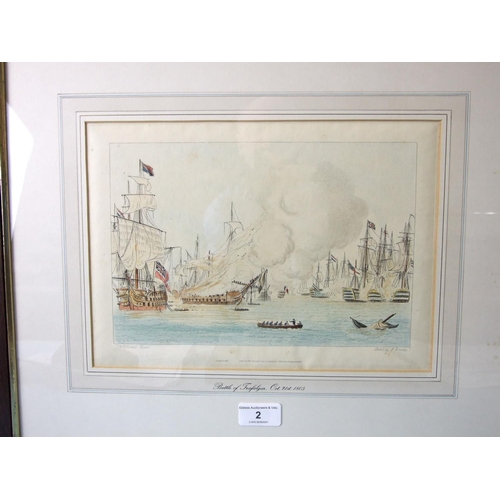 2 - A group of four hand-coloured engravings after Thomas Whitcombe 'Jenkins Naval Achievements', 'The B... 