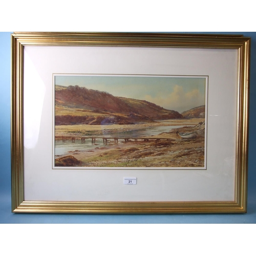 21 - Douglas Houzen Pinder (1886-1945) THE GANNEL, NEWQUAY Signed and titled watercolour, 28.5 x 45.5cm, ... 