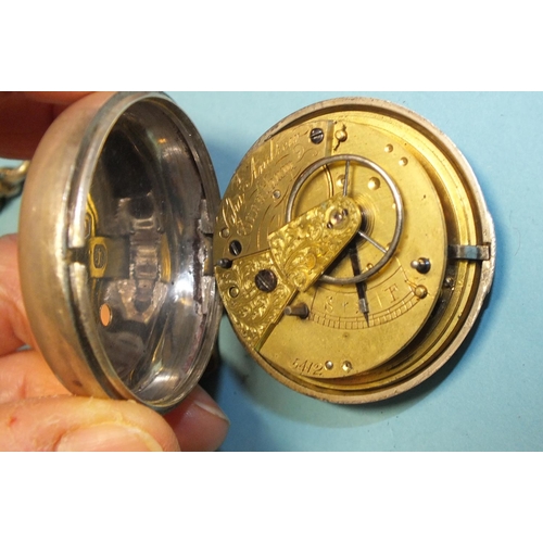 261 - Charles Andrew, Grantham, a silver pair-cased open-face pocket watch with fusée movement, numbered 5... 