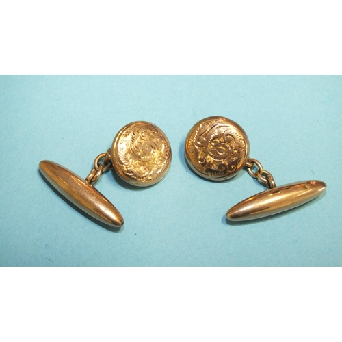 318 - A pair of 9ct rose gold cufflinks, 4.3g.