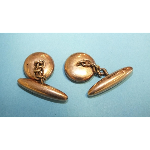 318 - A pair of 9ct rose gold cufflinks, 4.3g.