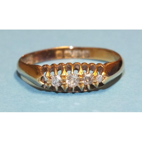 341 - An 18ct gold ring set four (of five) graduated old brilliant and 8/8-cut diamonds, size Q, 2.9g.... 