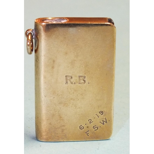 360 - An early-20th century 9ct gold striker case in the form of a book, (striker missing), 4.5 x 2.8cm, 1... 