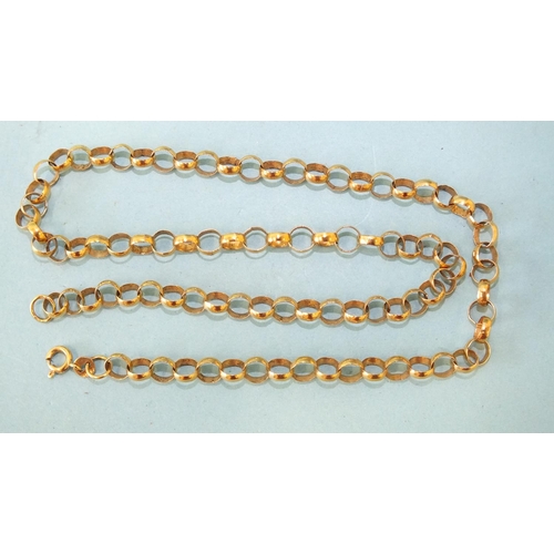 362 - A modern 9ct gold belcher-link neck chain, 40cm, 8g.