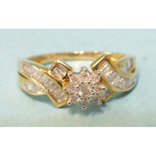 363 - A 9ct yellow gold diamond cluster ring with SGL certificate, 2.6g.