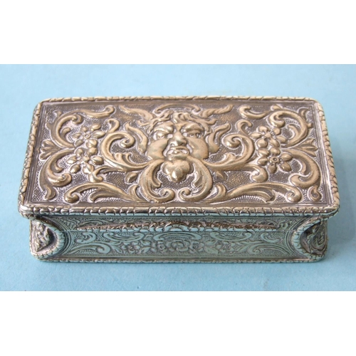 478 - A William IV rectangular snuff box with overall embossed decoration, 1831, 9cm.