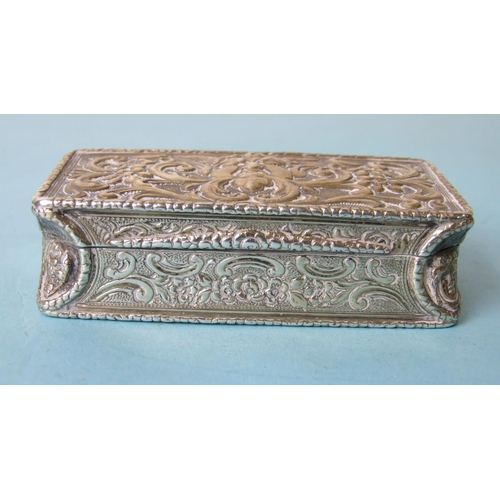 478 - A William IV rectangular snuff box with overall embossed decoration, 1831, 9cm.