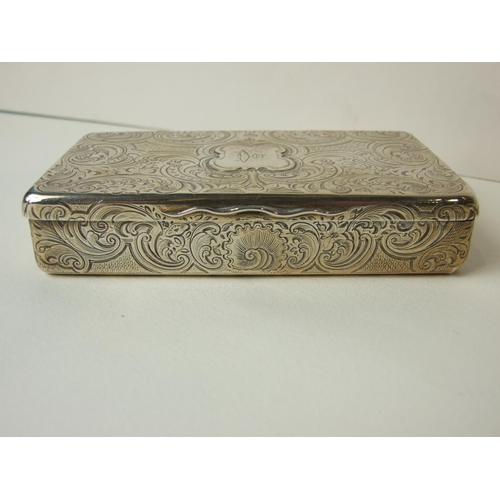 489 - A Victorian engraved rectangular silver box with gilt interior, 12.5 x 7.5cm, London 1841, ___7oz, (... 