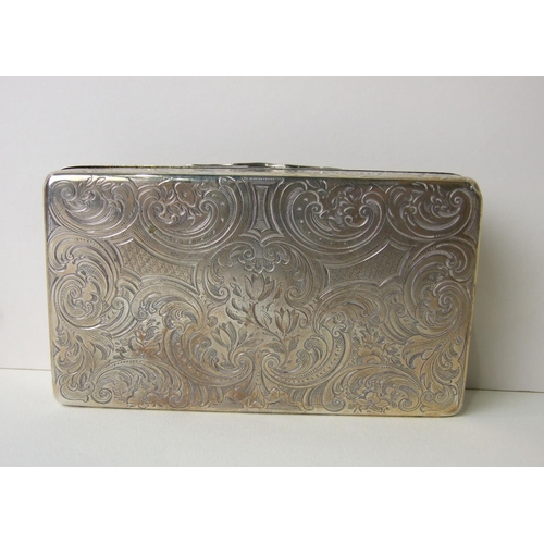 489 - A Victorian engraved rectangular silver box with gilt interior, 12.5 x 7.5cm, London 1841, ___7oz, (... 