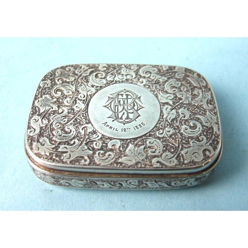 491 - A Victorian Sampson Mordan Vesta case with pivoting hinged lid and overall foliate engraving, the ca... 