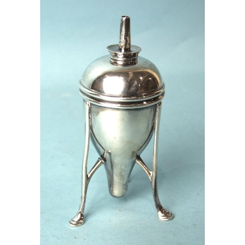 498 - A silver table lighter raised on three legs, with hoof feet, Sheffield 1903.