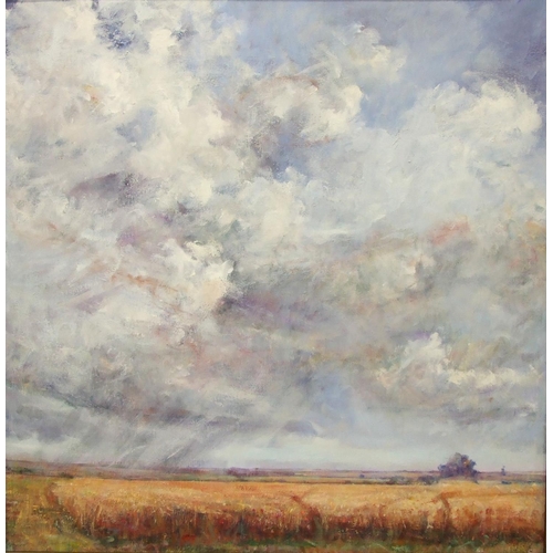 52 - Christopher Deakin LOWLAND CORN Oil on canvas, 80 x 80cm and another, CORNFIELD, 71 x 91cm, both sig... 