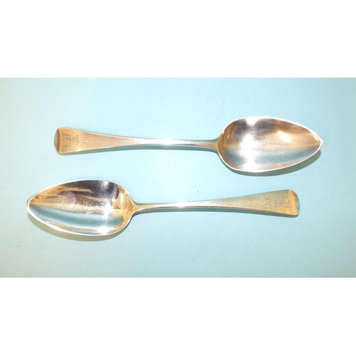 551 - A pair of George III Old English pattern tablespoons, maker JW, London 1802, ___4oz.... 