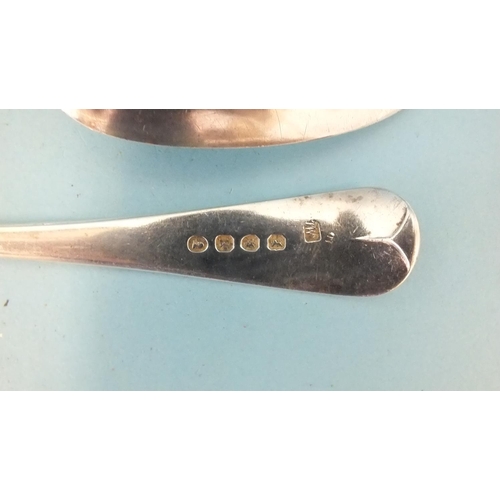 551 - A pair of George III Old English pattern tablespoons, maker JW, London 1802, ___4oz.... 