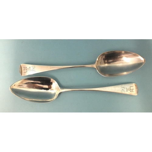 551 - A pair of George III Old English pattern tablespoons, maker JW, London 1802, ___4oz.... 