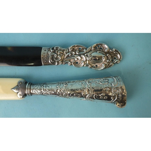 562 - A 19th century Continental silver-mounted page turner, (finial missing) and a silver-mounted tortois... 