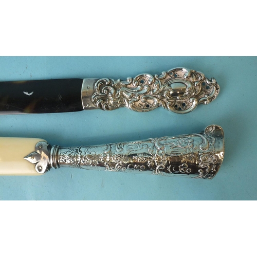 562 - A 19th century Continental silver-mounted page turner, (finial missing) and a silver-mounted tortois... 