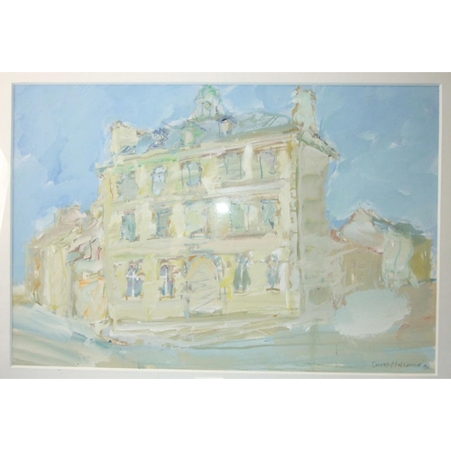 8 - Derek Holland (1927-2014) HOTEL DE VILLE AT PONTRIEUX Signed gouache, dated '94, 36 x 54cm, titled l... 