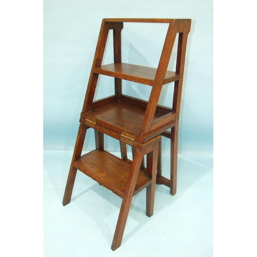 88 - A late-19th century oak metamorphic chair/library steps.