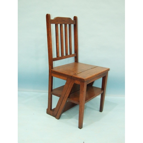 88 - A late-19th century oak metamorphic chair/library steps.