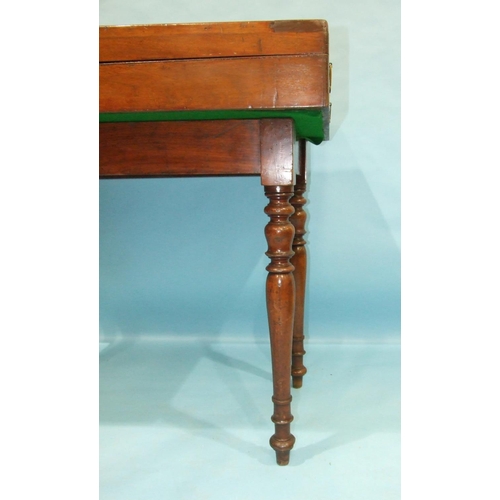 90 - An early-19th century mahogany bagatelle table, the folding top and baize lined interior with number... 