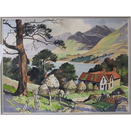 13 - James Priddy RBSA (1916-1980) THE HIGHLAND STEADING Signed watercolour, 34 x 46cm, inscribed on orig... 